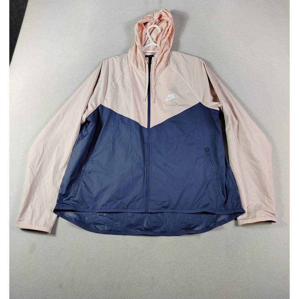 Nike Windrunner‎ Jacket Womens Large Blue Colorblock Full Zip Hooded BV3939-682